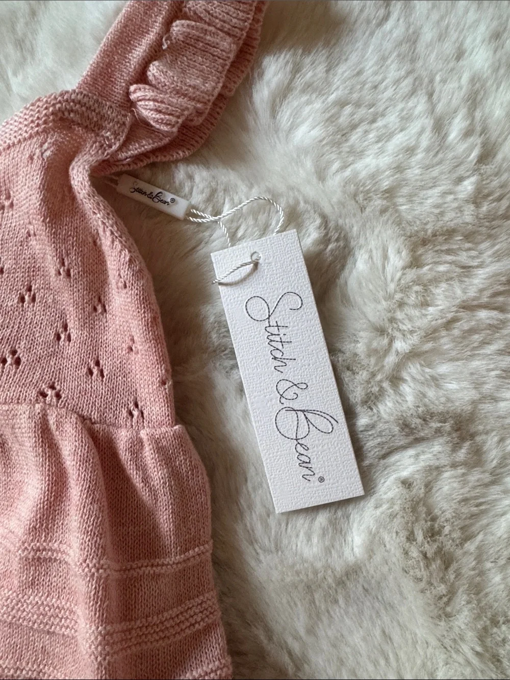 Pink Knit One-Piece with Ruffle Straps and Built in Bloomers